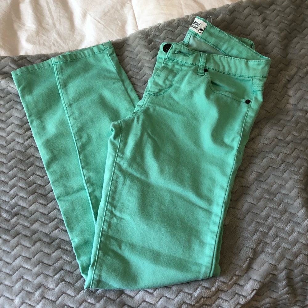 Blue pants.